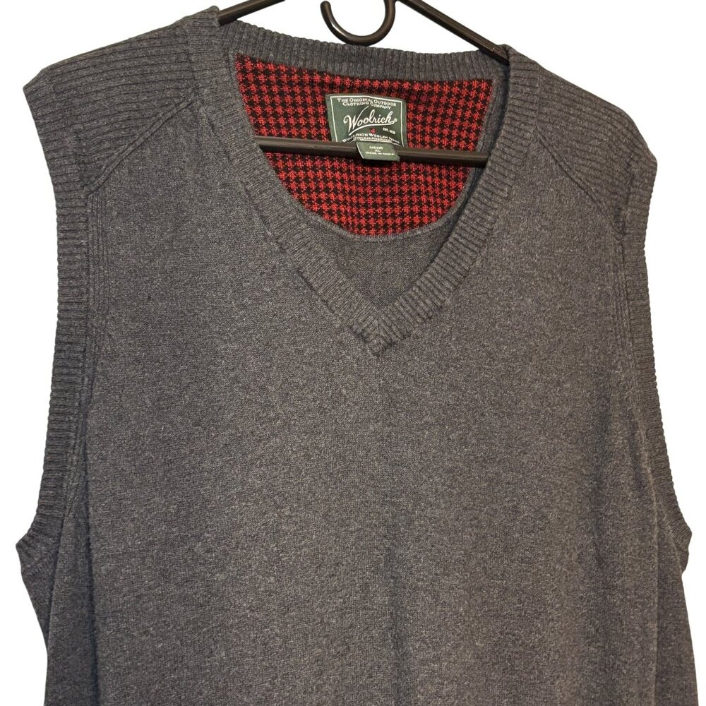 Woolrich Men’s Charcoal Gray Sweater Vest XL 60% Cotton Nylon Wool Soft Trendy